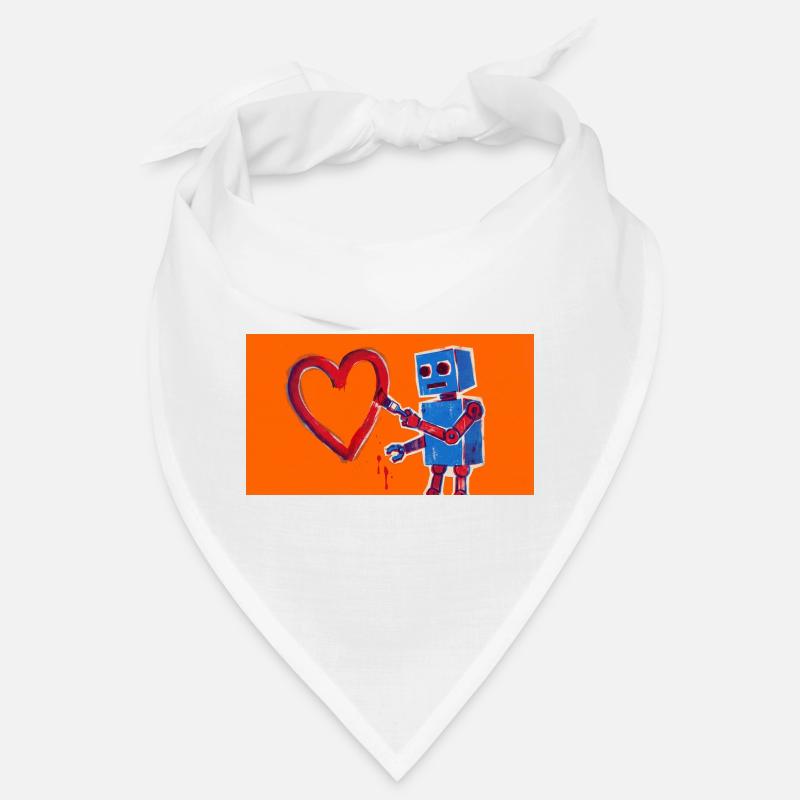 Robot heart on neon orange background Bandana