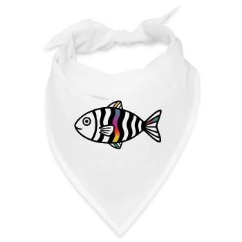 Abstrakter Fisch | Modernes Meeresmotiv  - Bandana - Weiß - Vorne