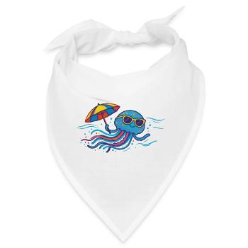 Qualle mit Sonnenschirm - Bandana - Weiß - Vorne