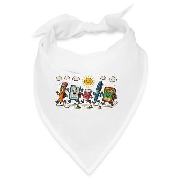 Fröhliche Schulsachen auf dem Schulweg - Bandana - Weiß - Vorne