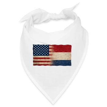 USA Holland Niederlande Flagge Freundschaft - Bandana - Weiß - Vorne