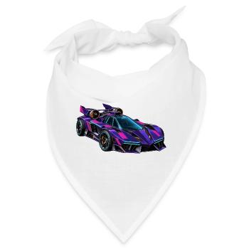 Lila Neon-Supersportwagen - Bandana - Weiß - Vorne