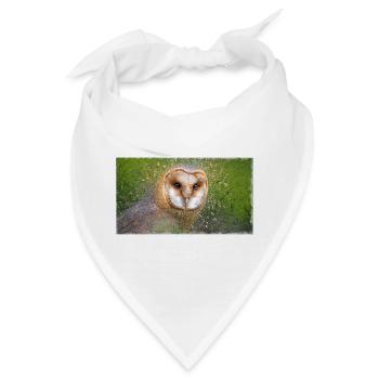 Schleiereule – Vogelillustration - Bandana - Weiß - Vorne