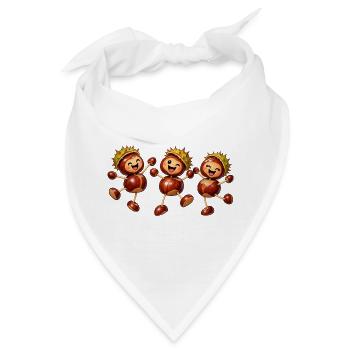 Fröhliche Kastanienfiguren im Herbst - Bandana - Weiß - Vorne