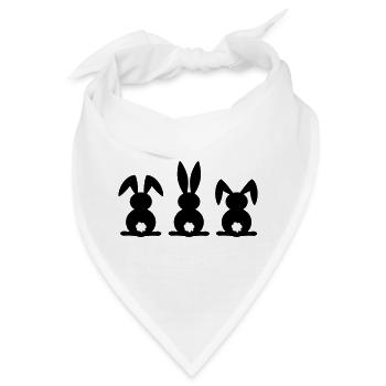 Kaninchen-Silhouette. Frohe Ostern oder Osterfeier. Ei. - Bandana - Weiß - Vorne