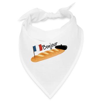 Bonjour - Lustiges französisches Baguette - Bandana - Weiß - Vorne