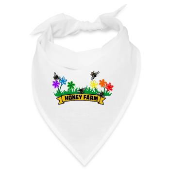 Honigfarm mit bunten Blumen - Bandana - Weiß - Vorne
