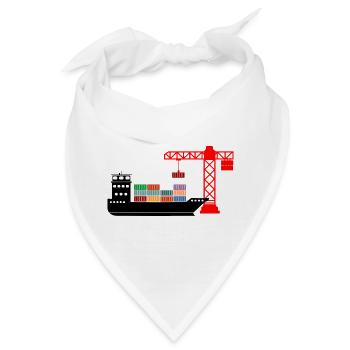 Seecontainerboot mit Kran Entladung 2 - Bandana - Weiß - Vorne
