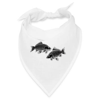 Karpfen Kreidezeichnung - Bandana - Weiß - Vorne