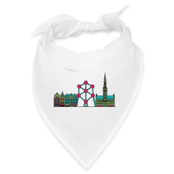 Brüsseler Stadtsilhouette Atomium Moderne Linienkunst - Bandana - Weiß - Vorne