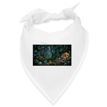 Leuchtender Pilzwald Pfad im Nebel - Bandana - Weiß - Vorne