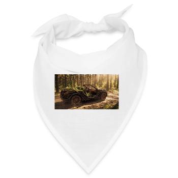 Eco Wooden Car Made of Tree Bark and Roots Driving - Bandana - Weiß - Vorne