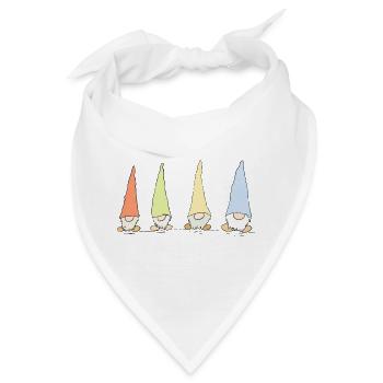 Vier bunte Wichtel Wichtelfamilie Gartenzwerge - Bandana - Weiß - Vorne