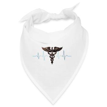Flügel-Caduceus Herzschlag Design - Bandana - Weiß - Vorne