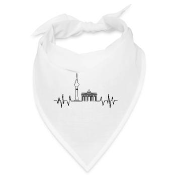 Berlin Herzschlag Design Fernsehturm und Brandenbu - Bandana - Weiß - Vorne