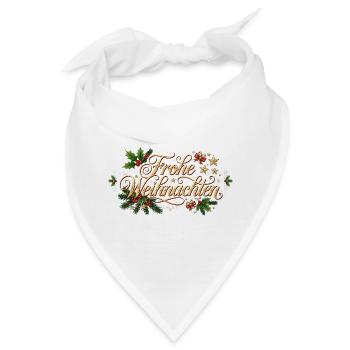 Frohe Weihnachten - Goldener Schriftzug - Bandana - Weiß - Vorne