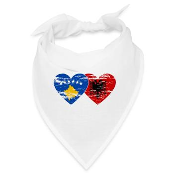 Kosovo Albanien Flagge Herz used - Bandana - Weiß - Vorne