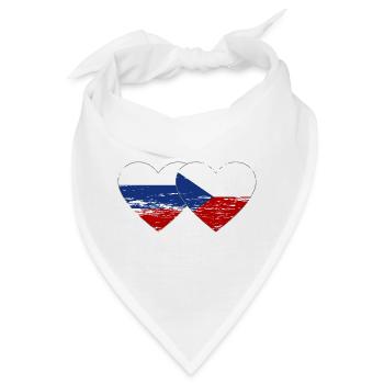 Russland Tschechien Flagge Herz Flagge used - Bandana - Weiß - Vorne
