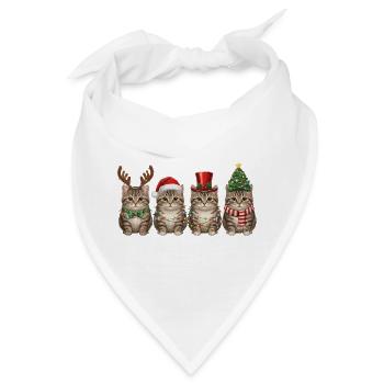 Getigerte Katze Weihnachtsmann Weihnachten  - Bandana - Weiß - Vorne