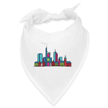 Frankfurter Stadtsilhouette Mainhattan Linienkunst - Bandana - Weiß - Vorne