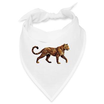 Ornamentierter Leopard Tribal Floral Muster Motiv - Bandana - Weiß - Vorne