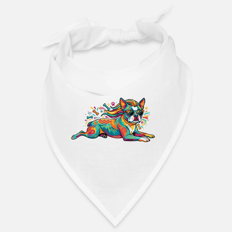 Colorful Dog Pop Art Pattern and Cool Sunglasses Bandana