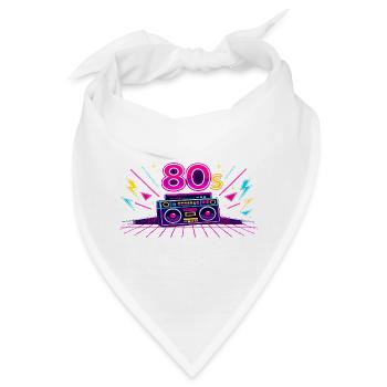 Retro 80er Neon Boombox - Bandana - Weiß - Vorne