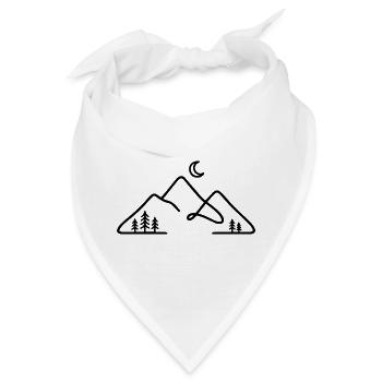 Minimalistische Bergsilhouette mit Mond - Bandana - Weiß - Vorne