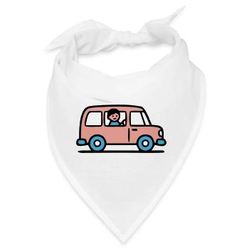 Pinker Schulbus Grafik - Bandana - Weiß - Vorne
