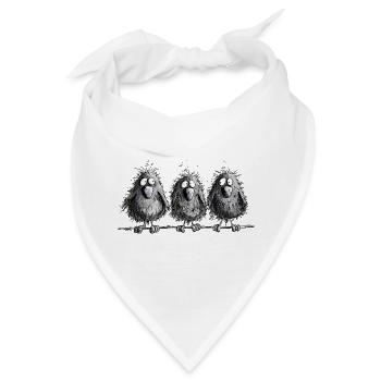 Drei Raben Krähen auf Leitung Vogel Cartoon Schwar - Bandana - Weiß - Vorne