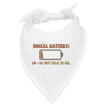 Sozialbatterie 1% – Nicht stören - Bandana - Weiß - Vorne