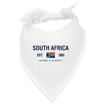 South Africa - Südafrika - Flagge - Koordinaten - Bandana - Weiß - Vorne