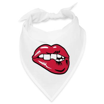 30 Lippen Mund Zähne Biss beißen - Bandana - Weiß - Vorne