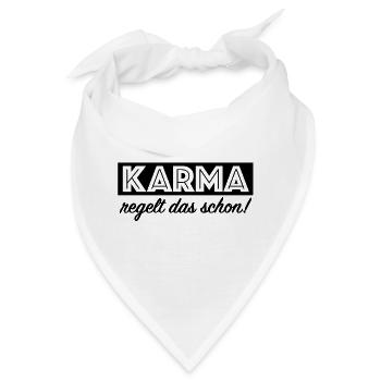 Karma regelt das schon, lustige Sprüche - Bandana - Weiß - Vorne