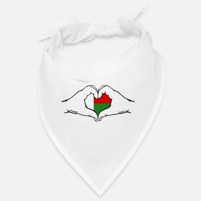 Drapeau de Madagascar en forme de coeur Bandana