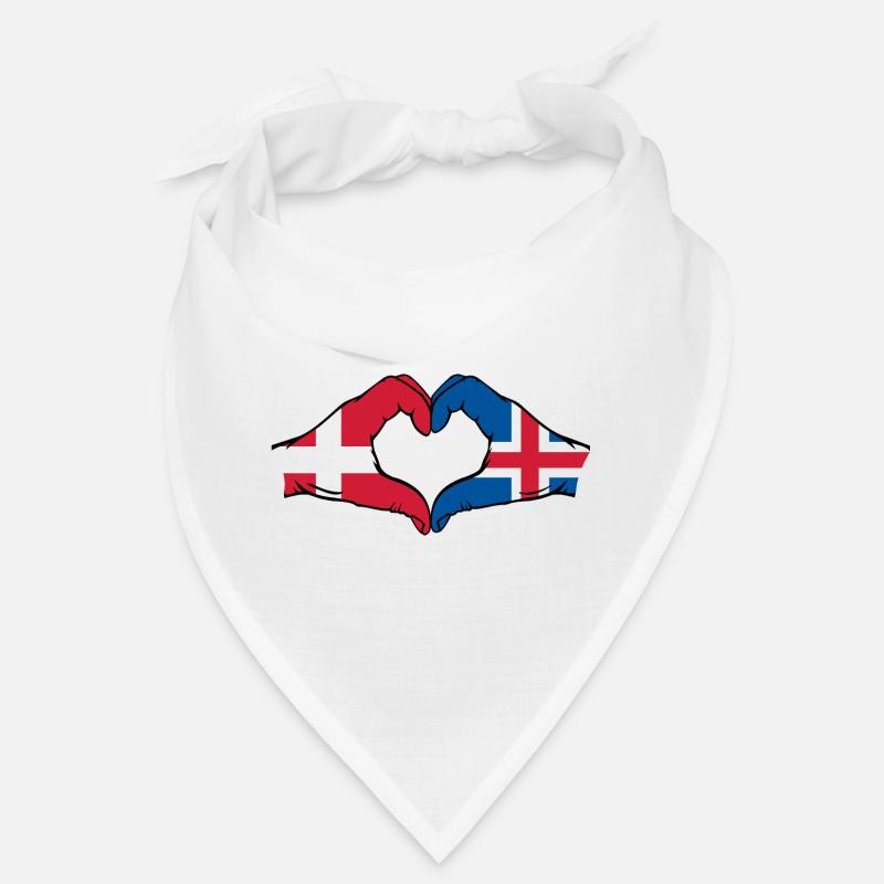Dänemark Island Herzform mit Hände - Bandana - Weiß