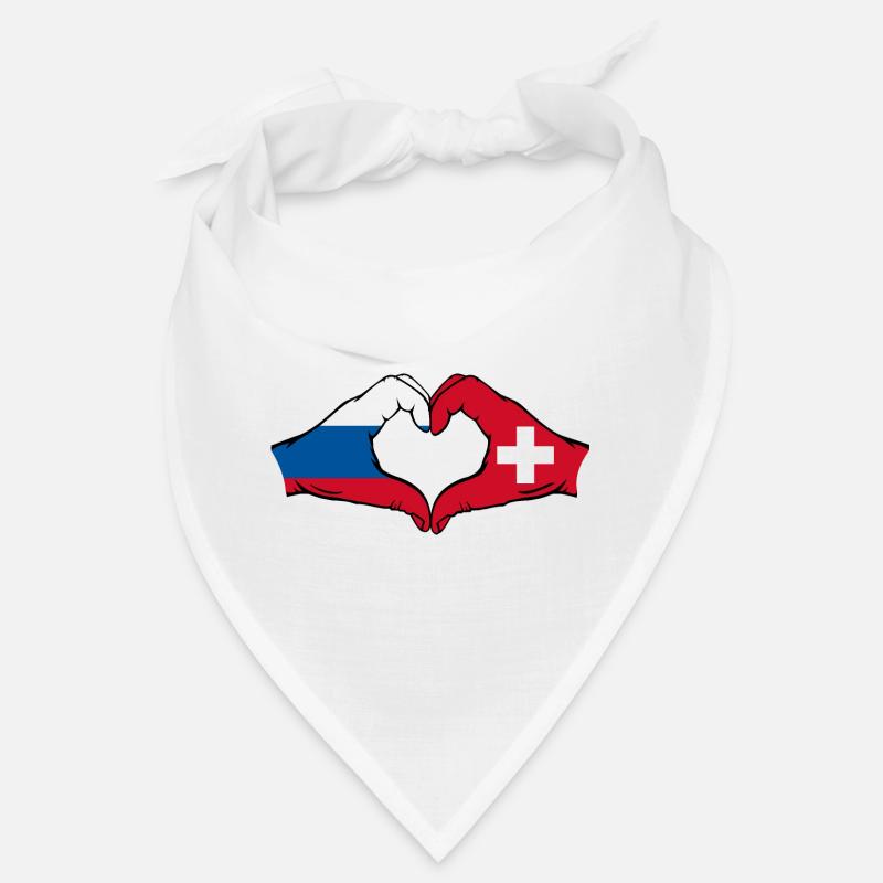 Russie Suisse Drapeau Aiguilles Forme De Coeur Bandana