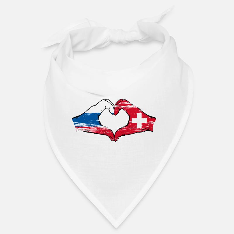 Russie Suisse Drapeau Mains Coeur Forme Utilisé Bandana