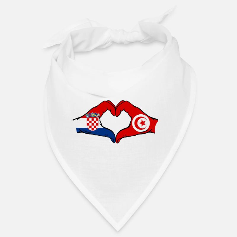 Croatie Tunisie Drapeau Mains Coeur Forme Bandana