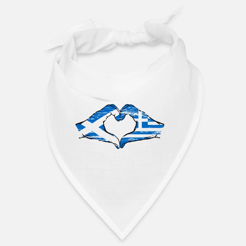 Mains de drapeau de l’Écosse Grèce en forme de coeur utilisé Bandana