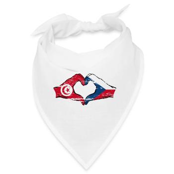Tunesien Tschechen Flagge Herzform used - Bandana - Weiß - Vorne