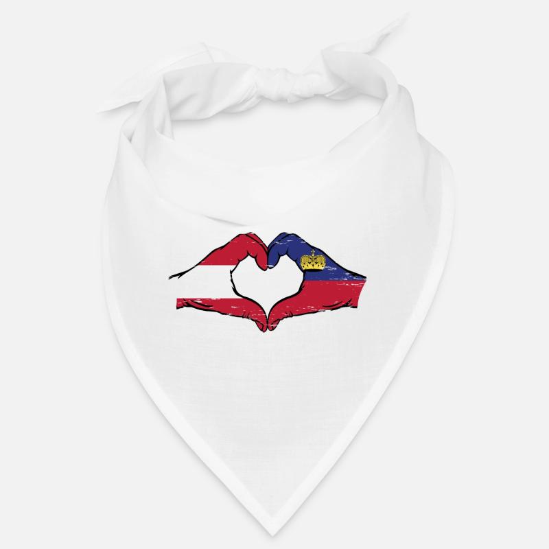 Autriche Liechtenstein Drapeau Mains Coeur Utilisé Bandana