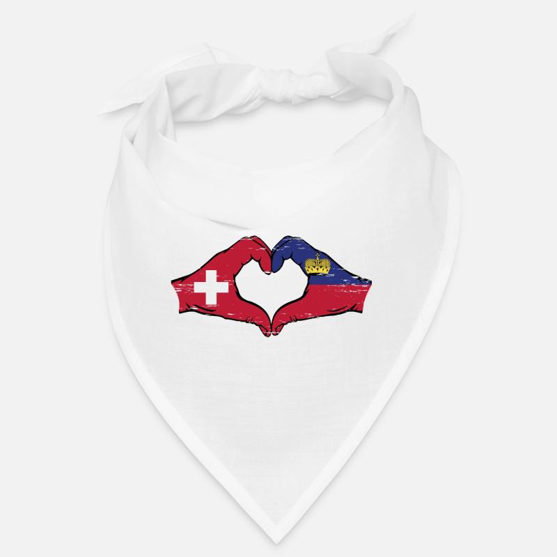 Suisse Liechtenstein drapeau mains forme de coeur utilisé Bandana