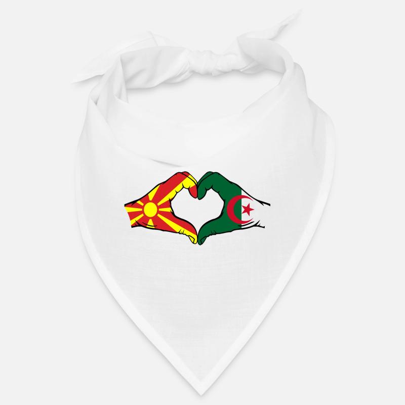 Macédoine Algérie Drapeau Mains Coeur Forme Bandana