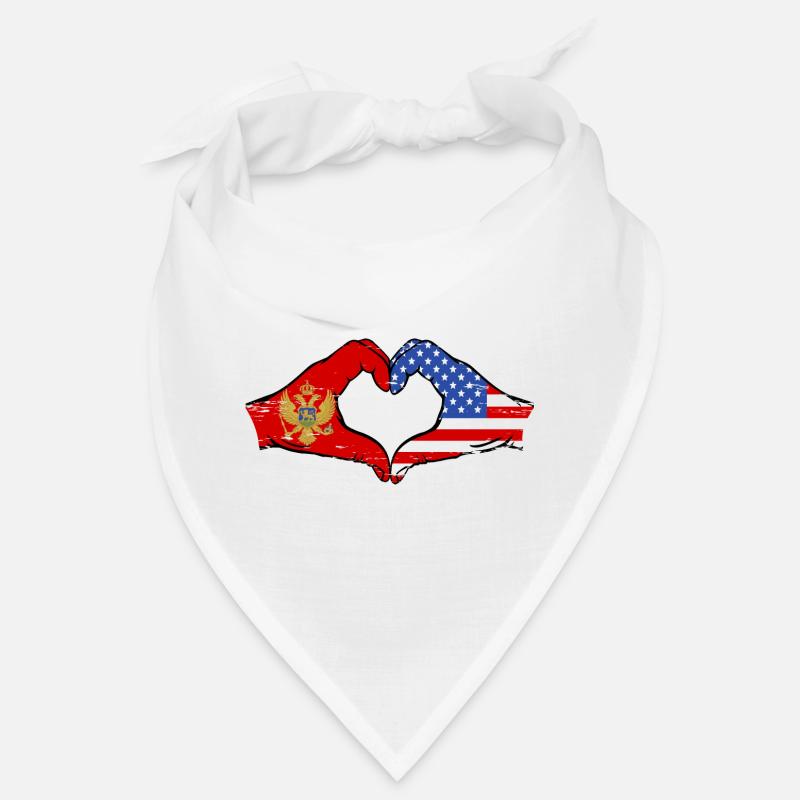 Monténégro Drapeau des États-Unis mains forme de coeur utilisé Bandana