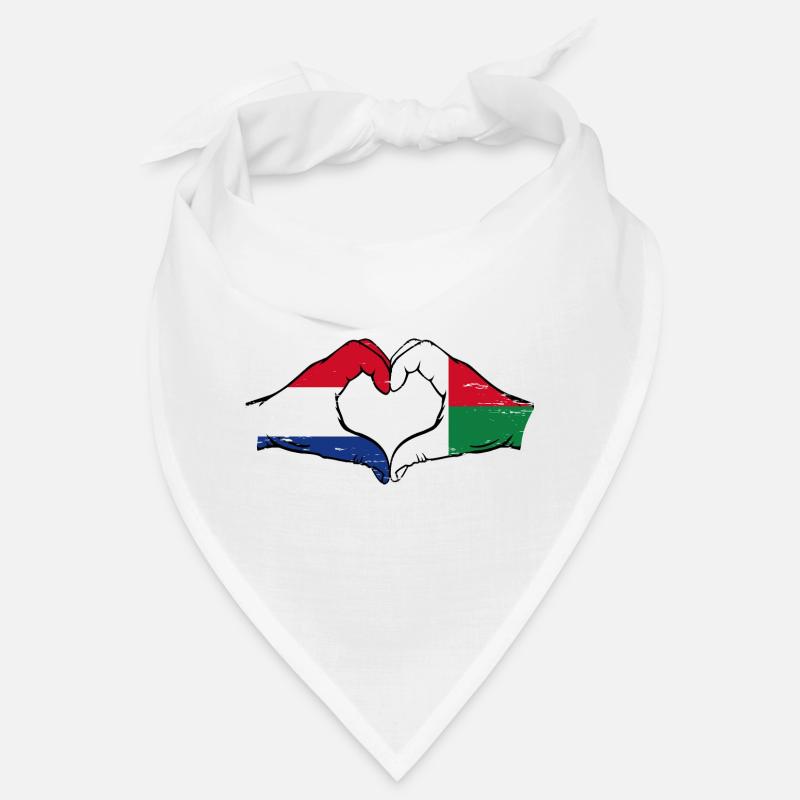 Hollande Madagascar Drapeau Mains Coeur Forme Utilisé Bandana