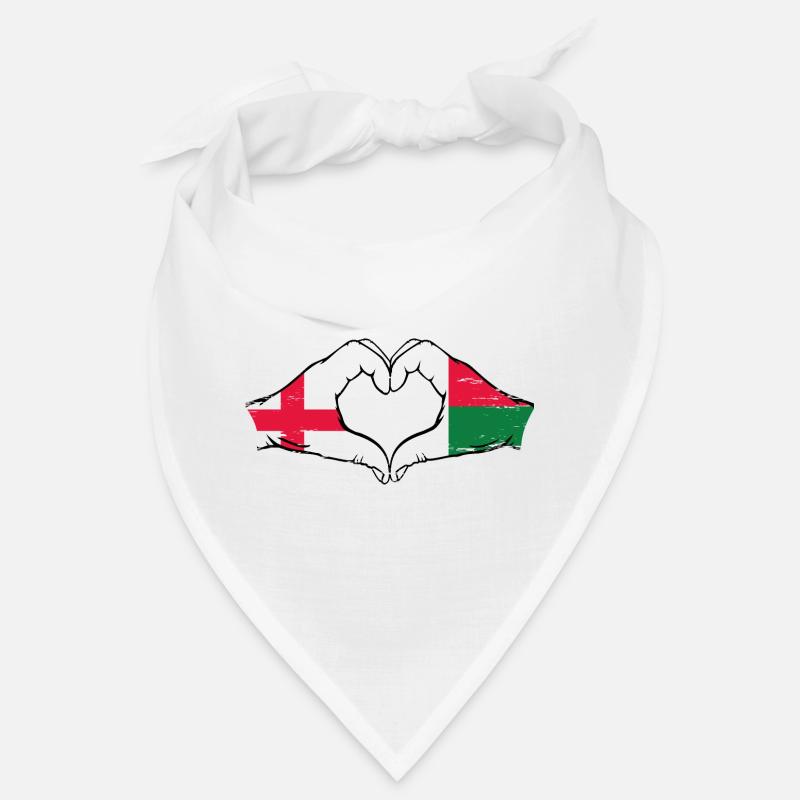 Angleterre Madagascar drapeau mains forme de coeur utilisé Bandana
