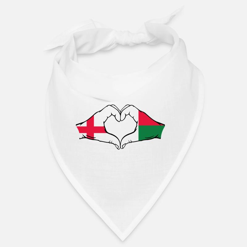 Angleterre Madagascar Drapeau Mains Coeur Forme Bandana