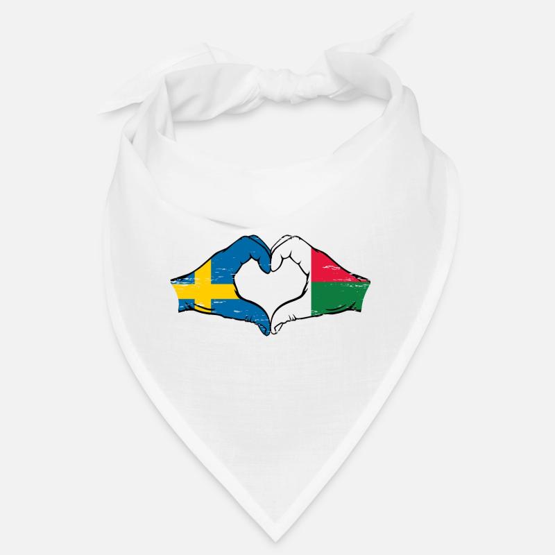 Suède Madagascar drapeau mains forme de coeur utilisé Bandana