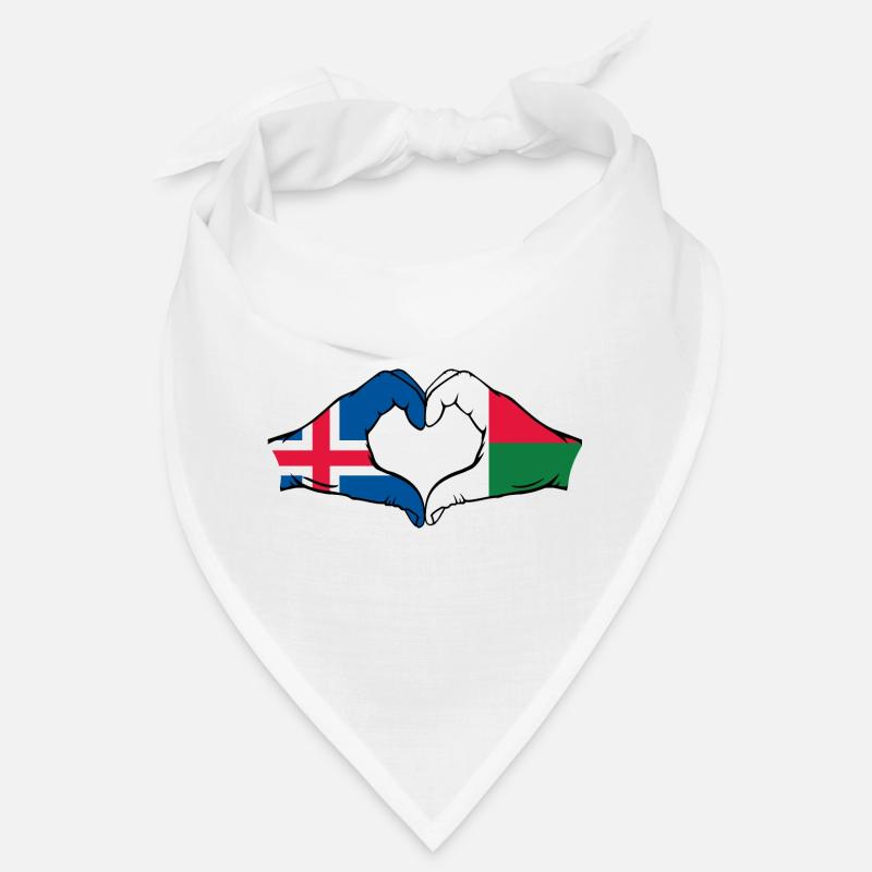 Islande Madagascar Drapeau Mains Coeur Forme Bandana